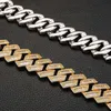 Hiphop Cuban Chain 20mm Baguette Cut Iced Out Gold Plated Straight Edge 925 Sterling Silver Cuban Link Chain