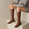 110 donne in pelle naturale da donna ad alta ginocchio con stivali autunnali e stivali occidentali invernali per le scarpe gotiche 2 65