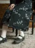 Casual Kleider Chinese Ständer im chinesischen Halsband aus Baumwollwäsche-Kleid mit mittlerer und Winter-Vintage-Rock für Frauen mit mittlerer Länge von Frauen