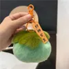 Lanyards Real Hair Mini Cute Small Persimmon Keychains Women Plush Rex Rabbit Fur Car Key Chain Bag Decoration Pendant Gift 2022 R231012