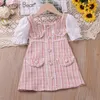 Humor Bear Girls Dress Summer Puff Sleeve Floarl Printed Children Sweet Dress Ball Grown Party Toddler Princess Dress för 0-4Y 240416