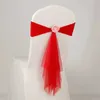 Sabrets Spandex Sashes 50 PCS Organza Murffon Flower Sash For Wedding Party Elastic El Back Decoration 240407