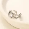 20 -stylowy pierścionek dla kobiety luksusowy projektant Pierścień podwójny litera Regulowane pierścionki 18K złoty Pierścień Pierścień Wedding Dift Flower Wysokiej jakości projektant biżuterii