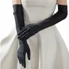 WG068 Casamento Bridal Black Finger Luvas de dedos LG Full LG Satin Brides Damada de Bridesmaid Festas noturnas Luvas Mulheres ACCORIES G05K#