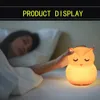 Lampor nyanser C-2 Owl LED Night Light Touch Sensor Remote Control 9-Color Dimble USB Laddning Silikon Baby Bedhead Light Q240416
