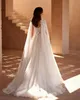 Robe de mariée en dentelle A-line 3D-appliques manches de châle robe de bal plus taille de balayage