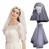 Eleganti 3d frs perline perle applicato in pizzo sposa velo cattedrale di nozze Accories woman's woman's woman h3zn#