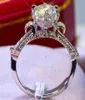 3CT Sterling Silver Wedding Anniversary Moissanite Diamond Ring Engagement Party Body Jewelry PT950 Women Gift Pass Diamond Pen TE2560556