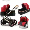 Poussettes # poussette de bébé 3 en 1 avec tallon d'auto chariot pour bébé Carriage à deux voies Agcuseur d'amortisseur pour le chariot pour nouveau-né pliable L416