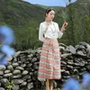 Ethnic Clothing Summer Tibetan Skirt Clothes Women's Performance High-End Lhasa Shirt
