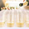 Disposable Cups Straws 25PCS Gold Plastic Clear Wine Glasses Fancy Hard With Glitter For Party