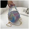 Axelväskor 2024 Summer Spoof Designer Round Handväskor Fashion Female Ins Women Crossbody Pures Acrylic Chains Party Clutch Bolsas