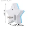 Lampor nyanser LED Night Light Remote Control Light Sensor Star Shaped Bedside Light Mini Sleep Light Kindergarten Barn Bedrum Q240416