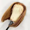 Honey Bionde evidenziare dritta 13x4 bob anteriore parrucche per capelli umani per donne nere in pizzo corto parrucca frontale frontale al