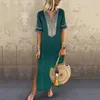 Vestidos casuais 2024 Mulher Indie Folk Lace Up decote V Batwing Summer Summer Beach Dress Women Women Beachwear