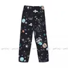 Vêtements de nuit masculins pantalon de sommeil décontracté spatial galaxie constellation zodiac star salon pantalon lâche confortable nuit de nuit