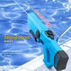 Sand Play Water Fun 10m Range Electric Water Gun för barn och vuxna med automatisk vattenabsorption och extern vattenflaska Summer Toy Support Y240416