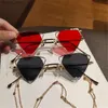 Sunglasses Small Triangular Hippie Sunglasses Metal Frame Tinted Colorful Lens Sun Glasses for Women Men Punk Shades Party Eyeglasses Y240416