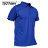 Tacvasen zomer kleurrijke mode polo tee shirts heren heren korte mouw t -shirt snel droog leger team werk groene t -shirt tops kleding 240415