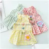 Dog Apparel Puppy Summer Fashion Cute Plaid Traction Strap Skirt Pet Clothing Dress Dogs Clothes Cat Small Print Girl Yorkshire Drop Dh4G9