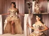 Vintage New Mode Champagner Hochzeitskleid Cap Sleeves handgefertigt Blumen hohe niedrig maßgeschneiderte Prinzessin Brautkleider Brautkleid 7502475