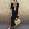 Casual Dresses 2024 Woman Indie Folk Lace Up V-Neck Batwing Sleeve Summer Beach Dress Tunic Women Beachwear Kaftan Maxi Robe Sarong