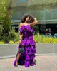 Casual Dresses High Street Dark Purple 2 Pieces Women Maxi Short Top And Mermaid Layered Skirts Female Long