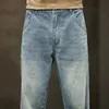 Wide Leg Jeans Men Baggy Pants Summer Straight Cut Loose Retro Blue Denim Streetwear Fashion Pockets Vintage Man Clothes 240415