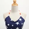 Американский день независимости День Ретро женский погрузчик обернутый грудный грудь с полосатым печатным платьем