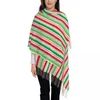 Scarves Christmas Print Scarf Womens Polka Dot Stripe Wraps With Tassel Winter Casual Shawl Keep Warm Designer Bandana