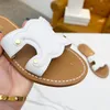 2024 Spring Summer New Style Calf Leather Half Slippers Classic Embossed Logo Oil Edge Craft Upper Leather Rubber Thick Sole Black White Brown Slippers Size 35-41