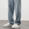 Marka Giyim Yüksek kaliteli yıldızlı gökyüzü doku kumaş erkek kot pantolon gevşek düz denim pantolon elastik bel çekme pantolonları 240408