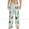 Herren Nachtwäsche Herren lässig Pyjama Langes Hosen Lose elastischer Bund Cartoon Hund Gesicht Funny Cosy Home Lounge Hosen