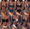 Sexiga kvinnor med hög midja bikini leopard tryckt baddräkt badkläder kvinnlig bandeau thong brasilian biquini bikini set bathing kostym bad4575835