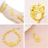 Vietnam Gold Ploated Ladys Plum Blossom Bracelet Messing Bloemarmband Set Zegene Bruiloft sieraden