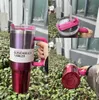 US Stock Chocolate Gold Black Chroma Quencher H2.0 40 oz tumblers cups with handle insulated Straw Winter Pink Flamingo Red Car Mugs Stainless steel cup 1:1 logo GG0416