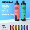 VapMe Crown Bar 18000 Puff Digital Dermable Vapes DTL Device Pro MAX 18K E Cigarette Deechable Vape avec batterie Liquid Indicator Versus Al Fakher