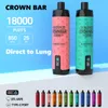 Original Vapme Crown Bar 18000 Puff Digital Disposable Vapes DTL Device Pro Max 18K E Cigarett Desechable Vape med batterivätskesindikator kontra Al Fakher