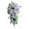 Decorative Flowers European Wedding Water Drop Style Bridal Bouquet Artificial White Purple Flower Lavender Waterfalls Holding With Green