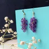 Kolczyki Dangle Natural Amethyst koraliki winogrona Grape Cluster Eardrop Wedding Lucky Easter Gift Classic Holiday Gifts