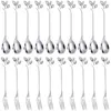 Spoons Dessert Spoon Fork Set 20 Pcs 4.7 Inch Cake Coffee Creative Silver Leaf Fruit (10 10 Fork)