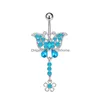 Navel Bell Button Rings Stainless Steel Blue Crystal Octopus Zircon Dangle Butterfly Sexy Piercing Body Jewelry Belly Ring For Dro Dh9Mb