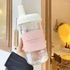 물병 500ml 귀여운 진주 우유 차 짚 플라스틱 병 컵 커버 여성 대용량 주스 Boba Drop-Proof