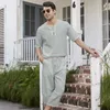Traccetti da uomo Summer Cotton Linen Shirt Pants Sets Casual Outdoor 2 pezzi Abita