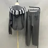 Pantalon de pull pour femmes Set Sweater à capuche Lady Cardigan Rex Rabbit Fur Chinchilla Color 240407