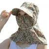 Brede rand hoeden bloemen vrouwen zonbescherming gezicht masker zonnebrand bucket thee halslijn plukken dames/meisjes ne t4q7