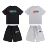 Mens T-shirt Trapstar Sportswear Designer Shorts broderade tredimensionella bokstäver Luxury Rainbow Black White Grey Summer Sports mode Bomull