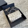 Metallic Color Classic Mini Flap Rhinestone Handle Woc Wallet Quilted Bags Card Hoilder Zipper Pouch Multi Pochette Back Pouch Gold Chain Crossbody Purse 19X12CM