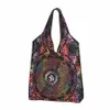 cute Mandala Om Buddhism Aum Shop Tote Bag Portable Zen Yoga Meditati Grocery Shoulder Shopper h2iD#
