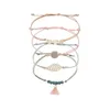 Schmuck einfache Frauen Wachsfaden reine handgewebte Armband Set Legierblatt Seil